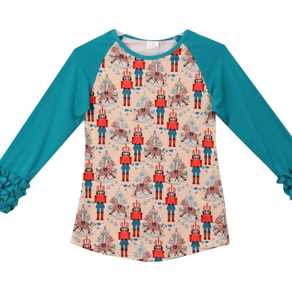 Little Girl Kids King Horse Icing Sleeve Raglan Casual Shirt Top Tee T-Shirt 2-8